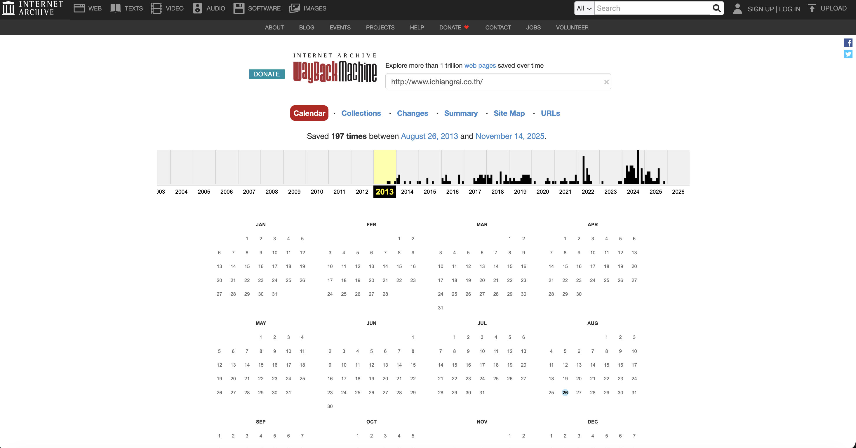 Internet Archive record of ichiangrai.co.th from 2013 onward