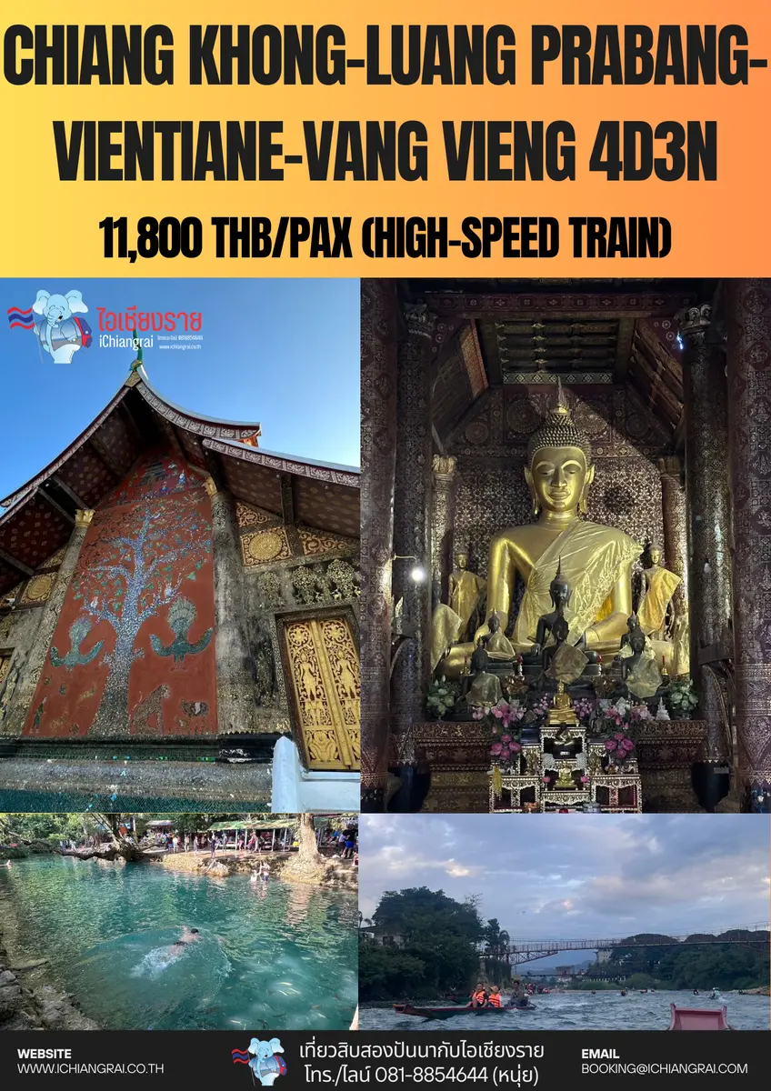 Chiang Khong-Luang Prabang-Vientiane-Vang Vieng