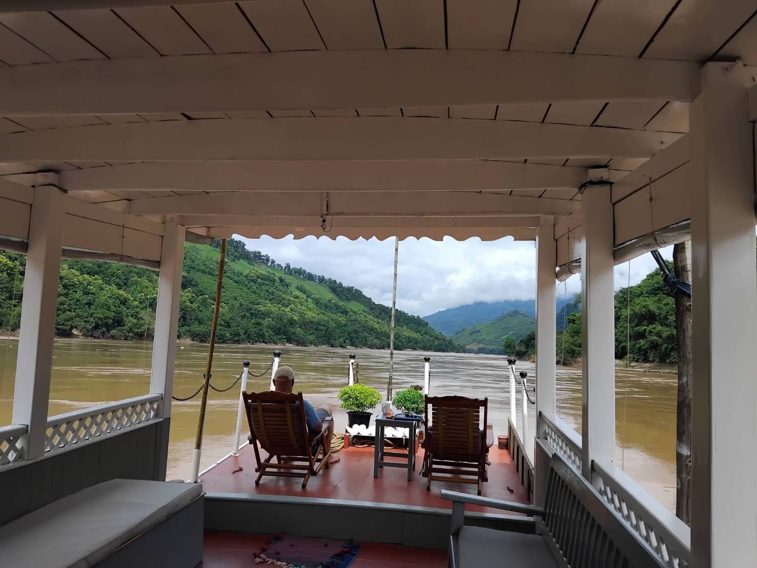 Relaxing on the Front Deck of Mekong Lover Cruise